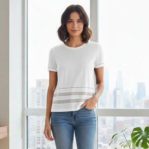 Aritzia Wilfred Reve T-Shirt Lace Short Sleeve Crew Neck White Size XS